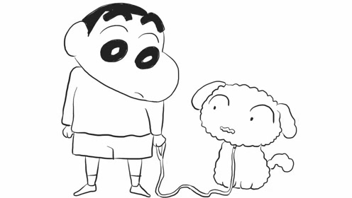 蜡笔小新与他的小狗育儿亲子简笔画 宝宝轻松学画画