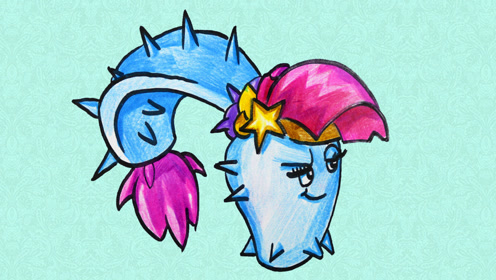 植物大战僵尸2趣味卡通画:俏皮的幽暮投手