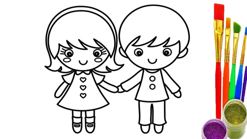 给宝宝画小人学习颜色简笔画涂色彩