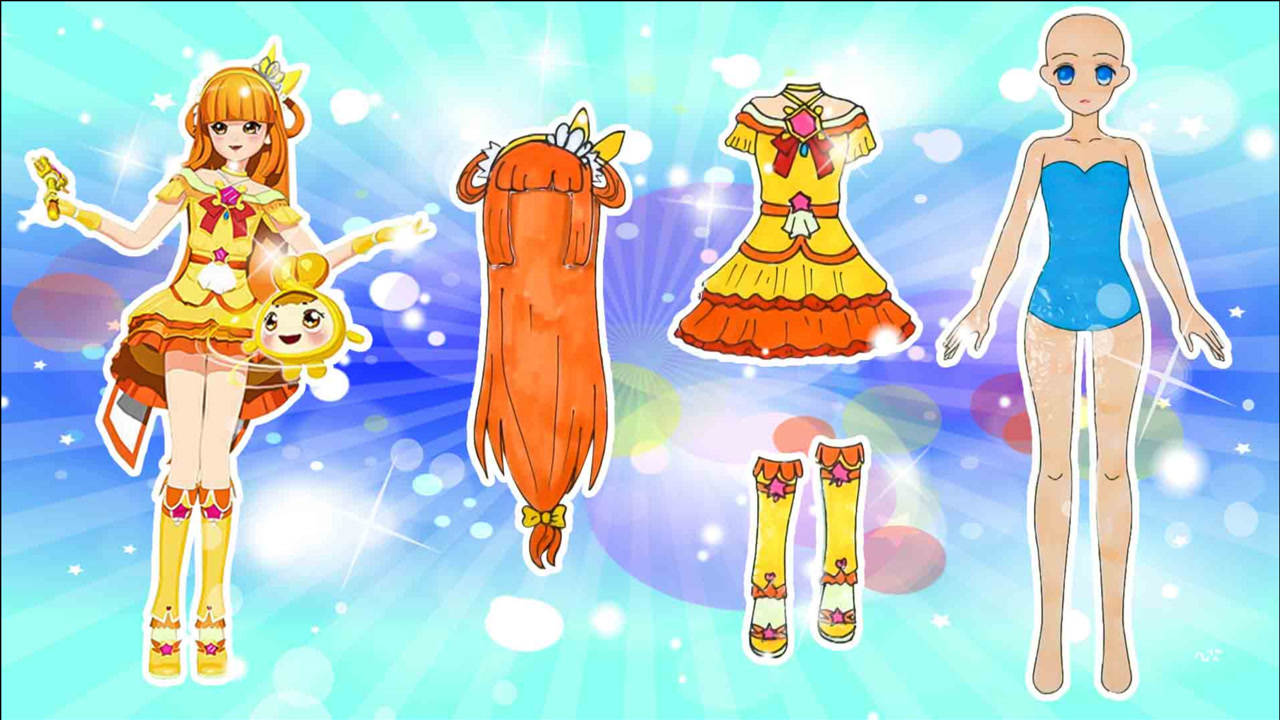 手工纸娃娃玩具:纸娃娃装扮,《艾可魔法少女》鱼小玲装扮