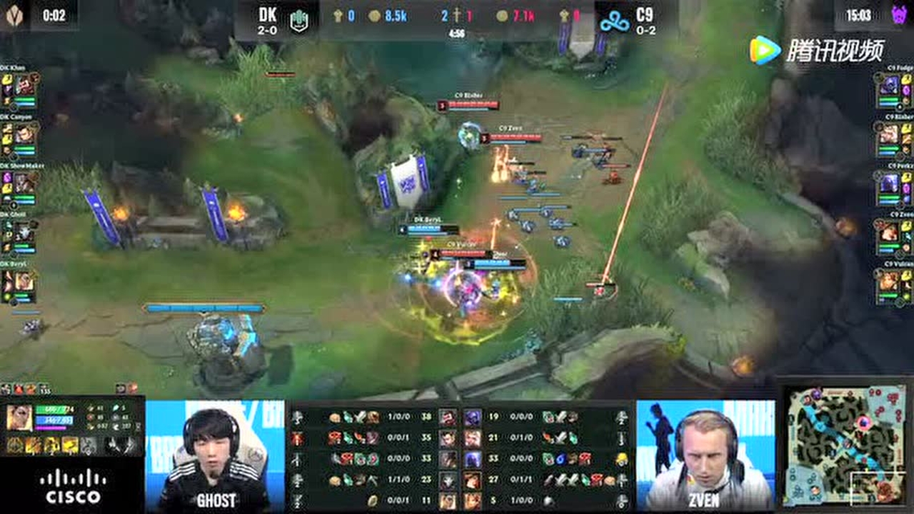 C9四人抓下先手开团 Ghost烬惨被集火秒杀