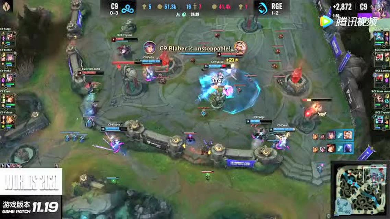 Zven团战完美输出环境 C9轻松碾压一波带走胜利