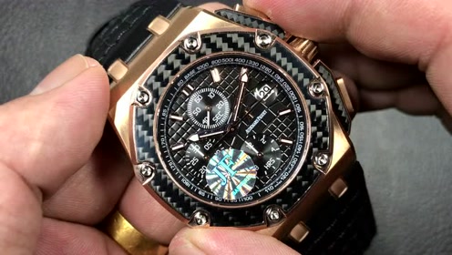 腕表刻度:玫瑰金色壳jf爱彼蒙托亚系列搭載复刻原版3124计时机芯