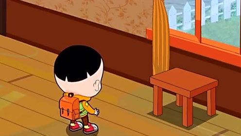 大头儿子怕门上的静电不敢开门,差一点上学就迟到了