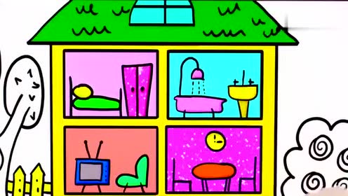 亲子简笔画:漂亮大房子画画