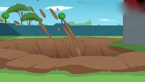 汤姆和杰瑞在斯派克的窝下面挖了一个大坑