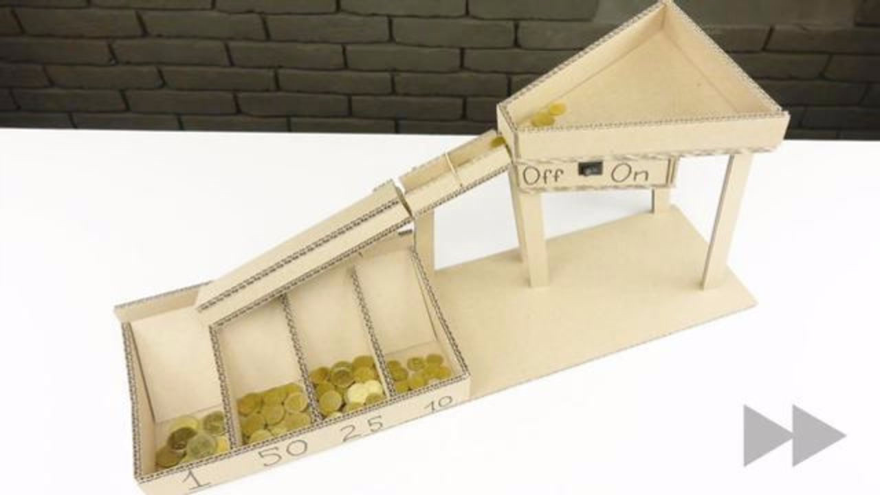 diy手工制作教程:用硬纸板自制硬币自动分选机