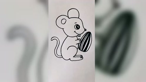 数字123画嗑瓜子的小老鼠简笔画