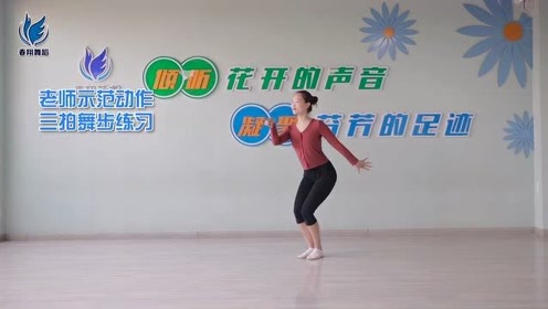 中国舞蹈考级四级《啄木鸟》三拍舞步练习,老师示范动作