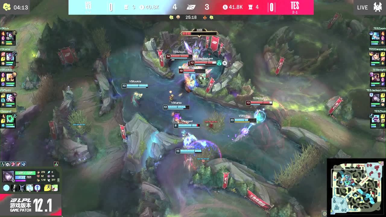 TES孤注一掷rush大龙 金克丝疯狂收割拿下三杀