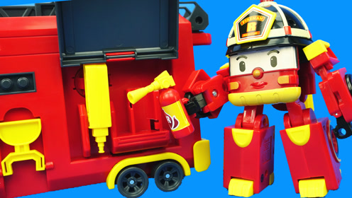 变形警车珀利的罗伊消防车玩具