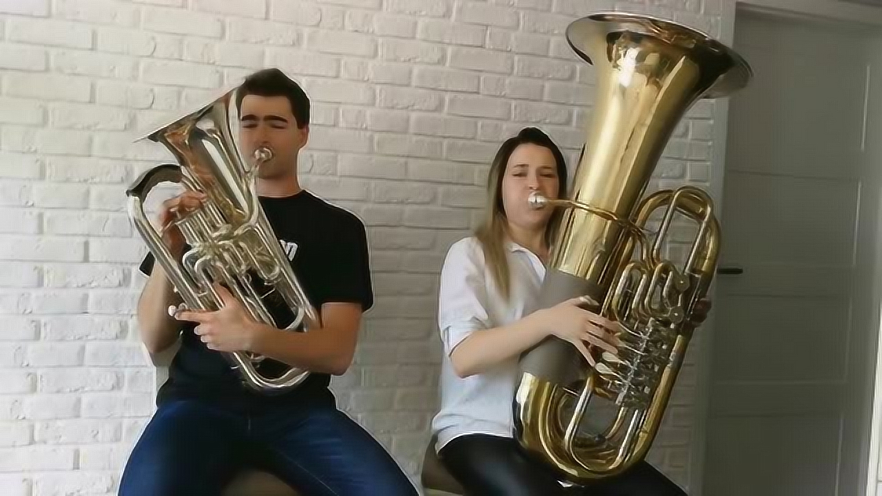 上低音号和大号演奏despacito，姑娘你抱着这么大的号不累吗