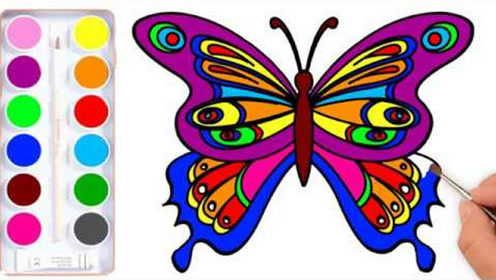 给宝宝画画金粉蝴蝶王,亲子简笔画涂颜色