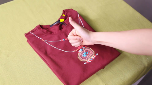 三点法叠t恤,两秒钟都不用,一个动作就能叠好一件t恤,不学后悔哦