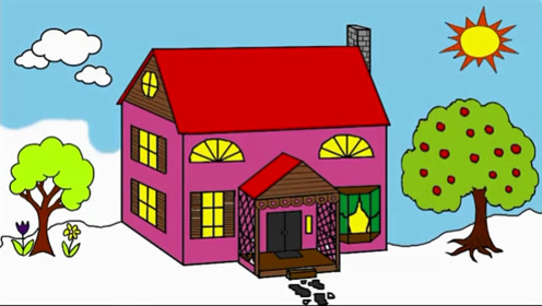 儿童简笔画:漂亮红房子