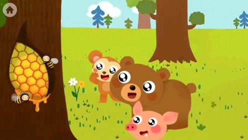 动物小百科 小熊和小猪一起吃蜂蜜