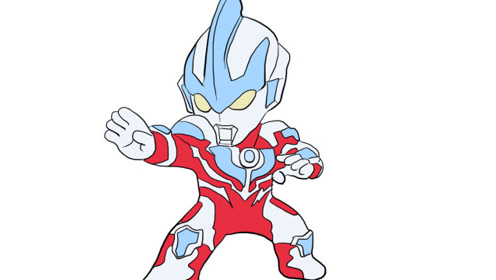 帅气的银河奥特曼战斗姿势儿童卡通简笔画