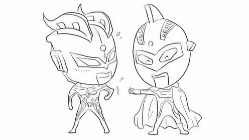 可爱的赛罗奥特曼与赛文奥特曼儿童卡通简笔画!