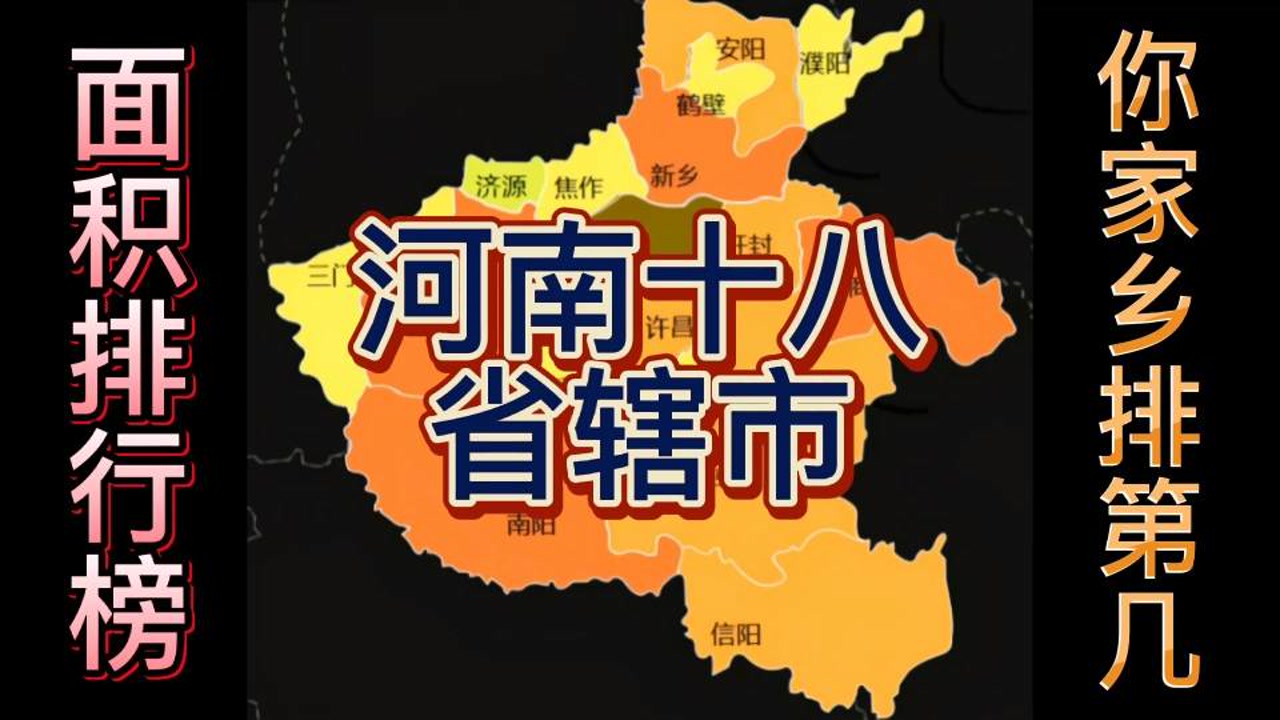 河南省18个省辖市面积排行榜,出锅啦,看看你的家乡排第几?