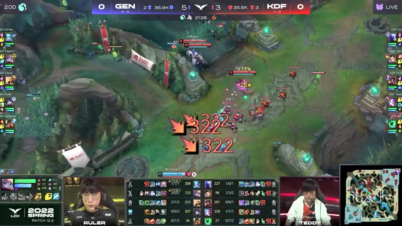 【回放】2022LCK春季赛W3D1 GEN vs KDF 第一局