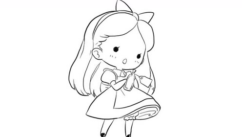 可爱的蝴蝶结小女孩卡通动漫简笔画