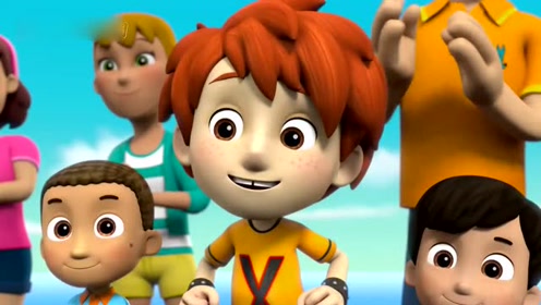 汪汪队立大功 莱德带着6只狗狗接受电视采访 小男孩很崇拜他们