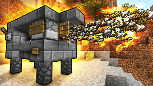 《我的世界》最新版红石机关枪,真是防守利器