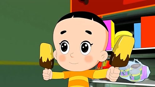 天气太热了,大头儿子从冰箱拿出了两根雪糕,吃完好凉快呀