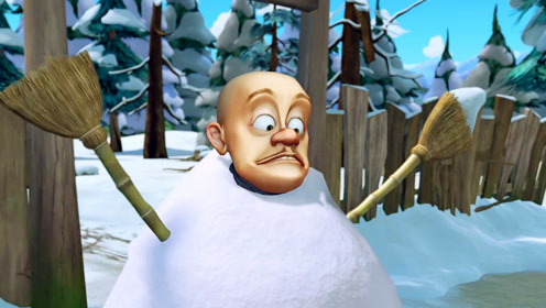 光头强受到惩罚,被堆成雪人,这就是得罪熊大熊二的下场