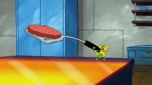 超迷你海绵宝宝无法煎肉饼,被肉饼压趴