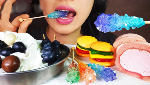 小姐姐吃糖果大餐,高颜值的糖太美了