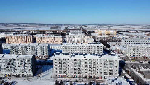 航拍冬天北大荒集团襄河农场