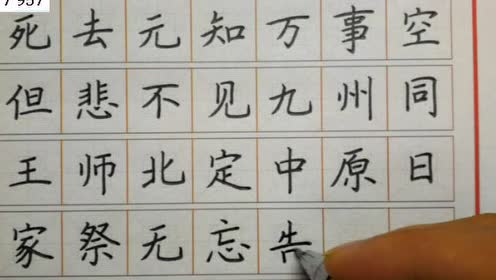 雅逸书院背古诗写汉字第6天《示儿》