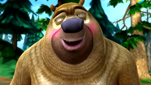 熊出没:熊二吃了朵野蘑菇后,抱着大树害羞得脸通红