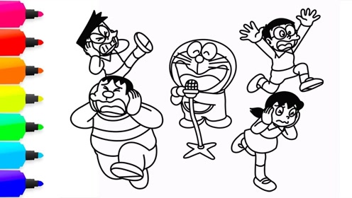 趣味简笔画:画可爱哆啦a梦 大熊