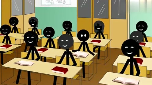 火柴人上学记火柴人上课被老师点名上台做题,忒笨被老师骂哭了