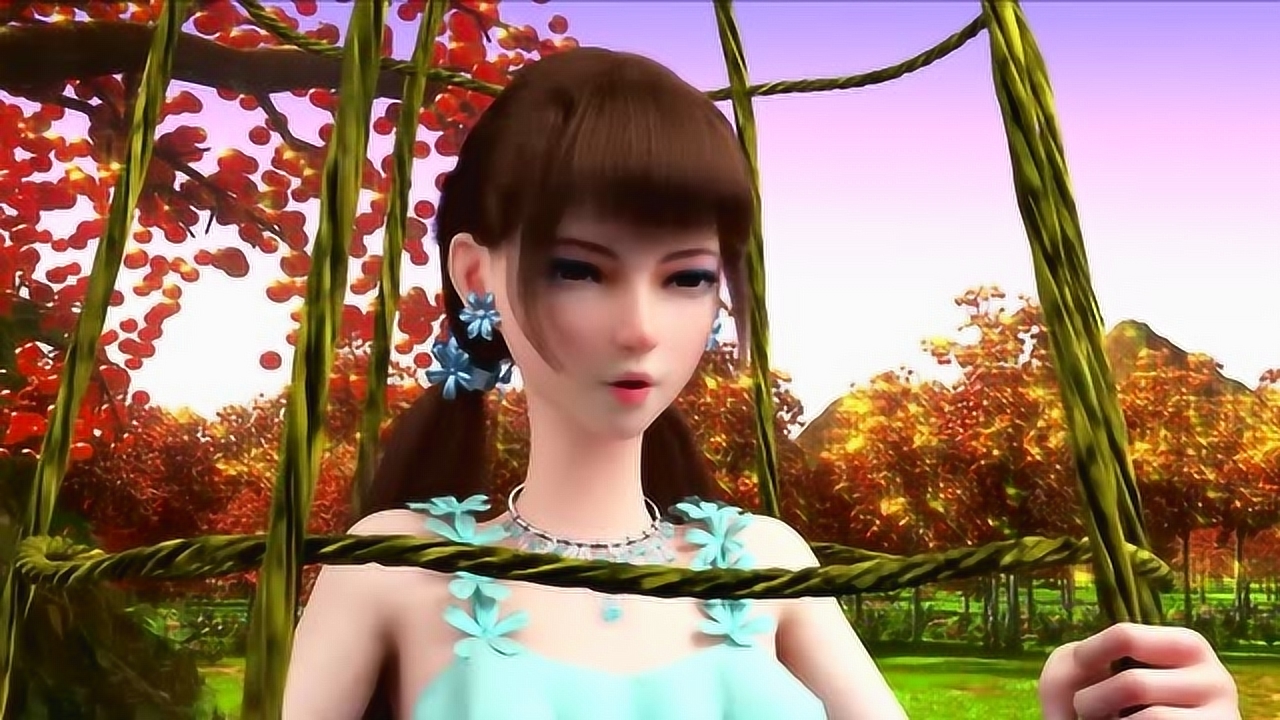 《两个俏公主》红铃和鹰王掉到橘子树下面了,幸好有鹰王垫底