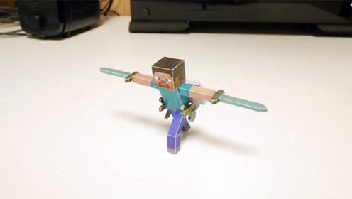 落纸生花创意折纸手工简 介:自制《我的世界》武器大师史蒂夫纸模,和