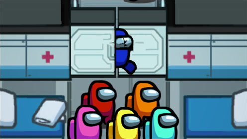 amongus我们之中内鬼杀游戏 蓝色船员被门挤了