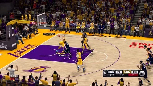 NBA2K 湖人VS掘金第二节，卡鲁索滑翔劈扣，库兹马连飙