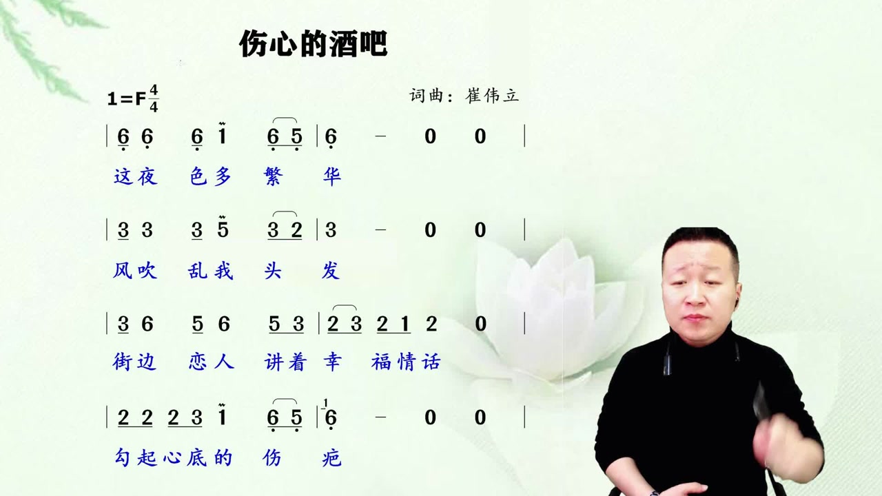 酒水伤人脾胃,生活百般滋味《伤心的酒吧》唱谱大家一起感受