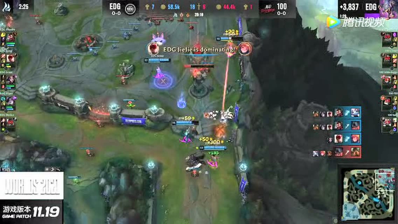 EDG抱压下路高地秒杀皇子 圣枪哥双杀EDG喜提首胜