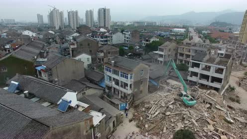 黄岩区东城街道嘉木路拆迁航拍