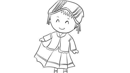 彝族少女幼儿亲子儿童简笔画 幼儿园学画画