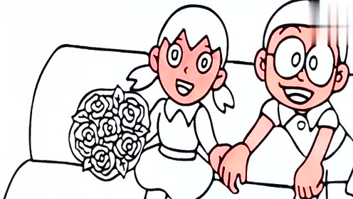 幼儿早教简笔画之大雄和静香的画法,美术基础学前教育!