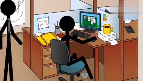 火柴人上班时间玩游戏,老板竟然偷偷在火柴人的咖啡里动手脚