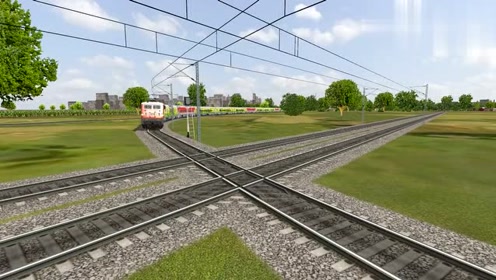 两列火车在岔路口相遇,其中一辆很绅士,停下来让车