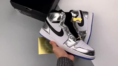 aj开箱:aj1高帮液态电镀银实拍