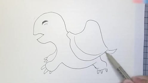 画一只飞速奔跑的卡通乌龟,画法特别简单,你要不要试试呢