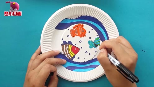 手绘纸盘装饰画,2020马上要来啦,祝您年年有鱼!